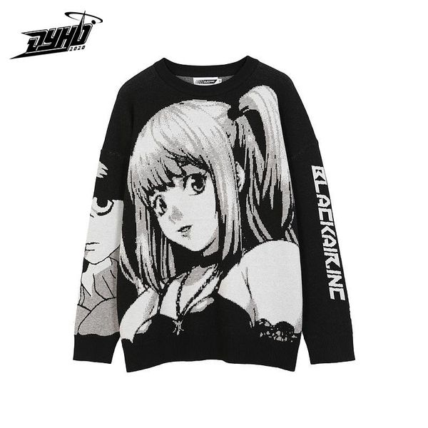 2020 mens sweaters oversize couple pullovers sweater cartoon girl knitted loose streetwear hiphop casual vintage, White;black 
2020 mens sweaters oversize couple pullovers sweater cartoon girl knitted loose streetwear hiphop casual vintage, White;black
