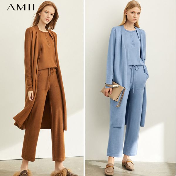 amii autumn elegant three piece set female casual solid knit sweater loose coat and trousers 1190 201008, White
amii autumn elegant three piece set female casual solid knit sweater loose coat and trousers 1190 201008, White