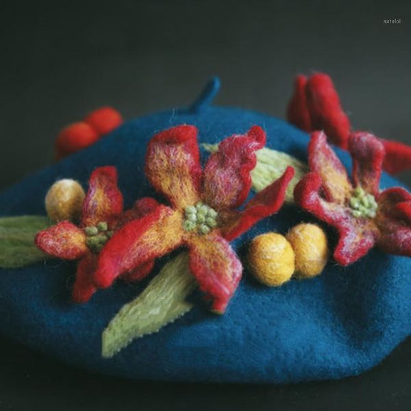 manual retro original wool hat lovely girl berets painting pattern flower cluster fruit autumn winter new creative berets blm641, Blue;gray
manual retro original wool hat lovely girl berets painting pattern flower cluster fruit autumn winter new creative berets blm641, Blue;gray