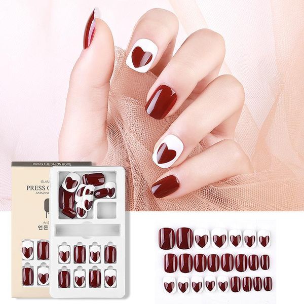 false nails 1/2set short french art fake tips cover designed with box artificial press on nail set for decorated, Red;gold
false nails 1/2set short french art fake tips cover designed with box artificial press on nail set for decorated, Red;gold