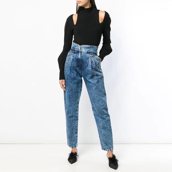women's rivets high waist washed slim fit jeans leggings skinny cargo pants blue fashion runway denim jeans trousers1
women's rivets high waist washed slim fit jeans leggings skinny cargo pants blue fashion runway denim jeans trousers1