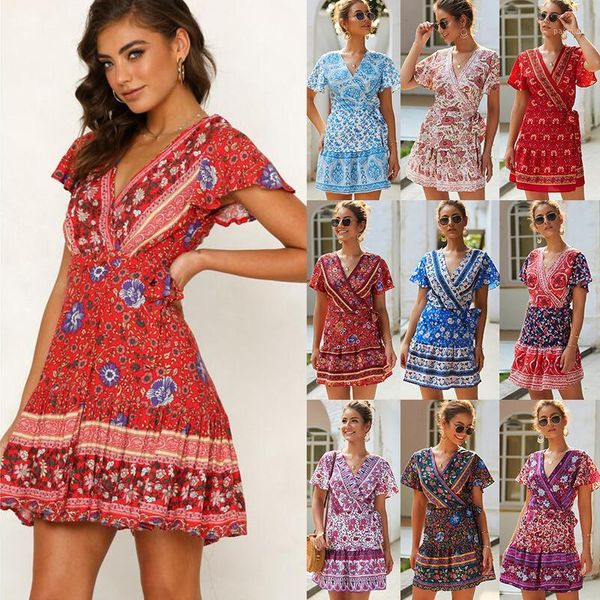 casual women summer vestidos 2019 bohemian style dresses for female ruffle printed floral dress loose mini boho dress short1, Black;gray
casual women summer vestidos 2019 bohemian style dresses for female ruffle printed floral dress loose mini boho dress short1, Black;gray