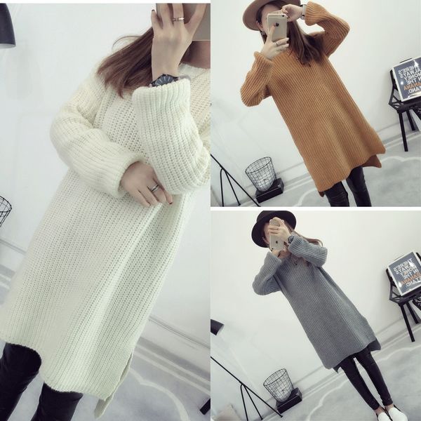 qwrkp medium and long thickened korean version split hem loose thick uvicu long sleeve sweater sweater fashion needle, White;black
qwrkp medium and long thickened korean version split hem loose thick uvicu long sleeve sweater sweater fashion needle, White;black