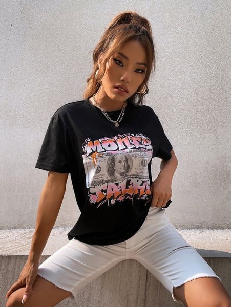 letter and money print tee n0q1#, White
letter and money print tee n0q1#, White