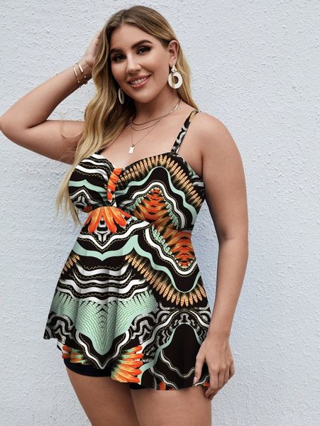 plus allover print swim dress with bikini bottom 27zz#, Black
plus allover print swim dress with bikini bottom 27zz#, Black