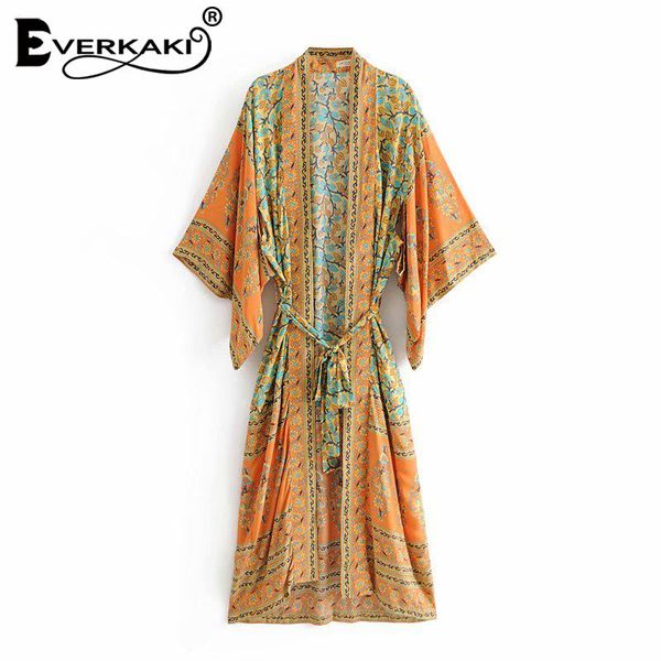women's jackets everkaki boho print kimono coats women with sashes bohemian loose cotton green coat female 2021 summer, Black;brown
women's jackets everkaki boho print kimono coats women with sashes bohemian loose cotton green coat female 2021 summer, Black;brown