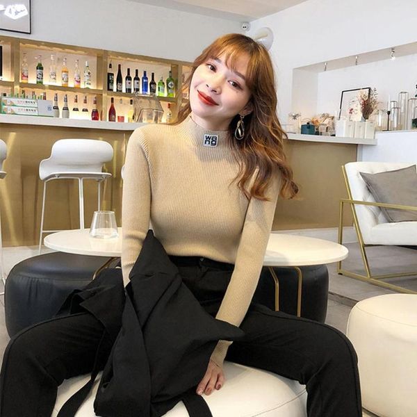 slim solid appliques winter knitted bottoming jumper inside wear women autumn half turtleneck pullover sweater, White;black
slim solid appliques winter knitted bottoming jumper inside wear women autumn half turtleneck pullover sweater, White;black