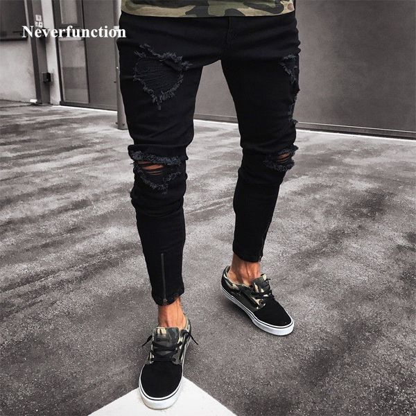 new black stretch skinny fit bottom zipper jeans men knee ripped distressed hole biker jeans pants hip hop street big size xxxl q0105, Black;white
new black stretch skinny fit bottom zipper jeans men knee ripped distressed hole biker jeans pants hip hop street big size xxxl q0105, Black;white