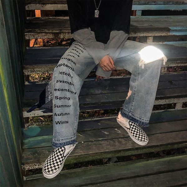 korean streetwear letter printed men jeans hip hop reflective hole man loose denim pants 2020 male trousers1, Blue
korean streetwear letter printed men jeans hip hop reflective hole man loose denim pants 2020 male trousers1, Blue