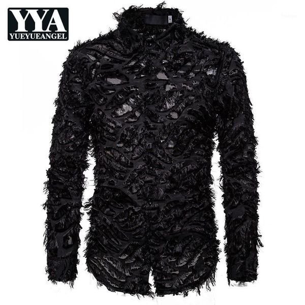 feather tassel lapel long sleeve shirts men fashion stage loose single breasted shirts personality white black male1
feather tassel lapel long sleeve shirts men fashion stage loose single breasted shirts personality white black male1
