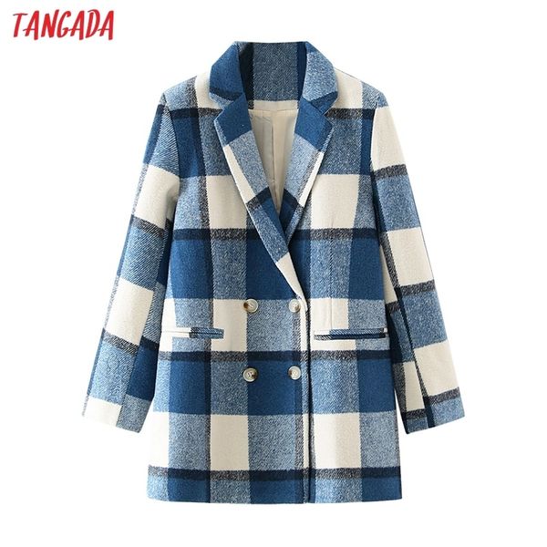tangada women winter blue plaid woolen blazer coat vintage double breasted long sleeve female outerwear chic da154 201201, White;black
tangada women winter blue plaid woolen blazer coat vintage double breasted long sleeve female outerwear chic da154 201201, White;black