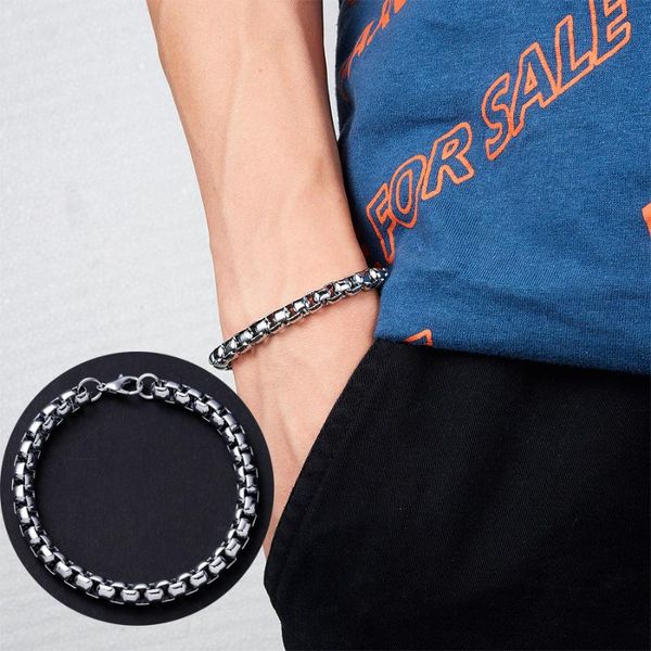 men's bracelet width 6mm chain bracelet silver color stainless steel chain geometric square box link bracelets male jewelry, Black
men's bracelet width 6mm chain bracelet silver color stainless steel chain geometric square box link bracelets male jewelry, Black
