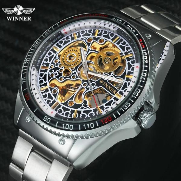wristwatches winner men automatic mechanical watch stainless-steel strap round case gear-shaped rotation roman style wristwatch + box, Slivery;brown
wristwatches winner men automatic mechanical watch stainless-steel strap round case gear-shaped rotation roman style wristwatch + box, Slivery;brown