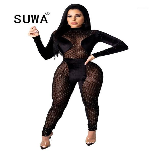 women's jumpsuits & rompers black mesh velvet patchwork women jumpsuit long sleeve see through bodycon bodysuit streetwear evening part, Black;white
women's jumpsuits & rompers black mesh velvet patchwork women jumpsuit long sleeve see through bodycon bodysuit streetwear evening part, Black;white