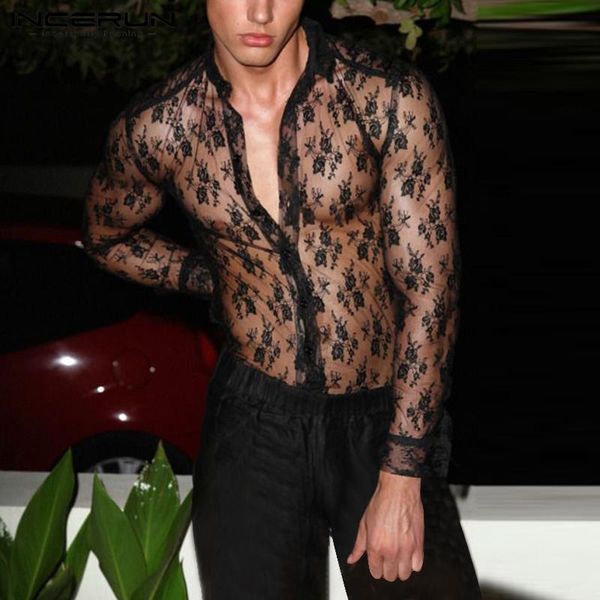 men's casual shirts men mesh shirt see through long sleeve lapel button blouse fashion streetwear party nightclub camisas s-5xl incerun, White;black
men's casual shirts men mesh shirt see through long sleeve lapel button blouse fashion streetwear party nightclub camisas s-5xl incerun, White;black