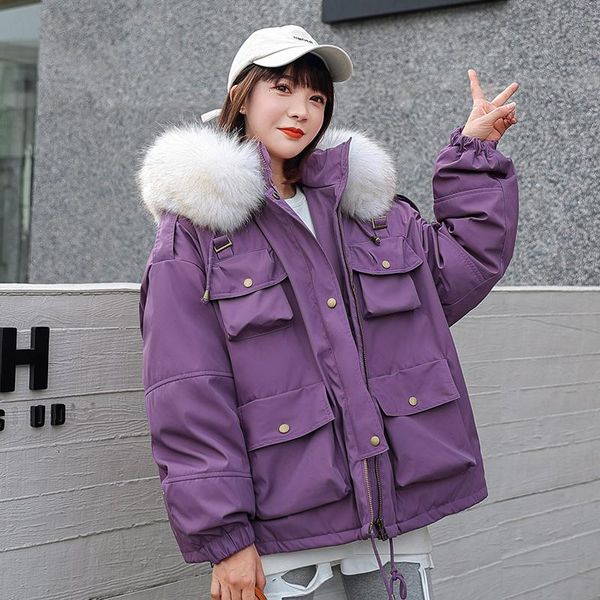 2020 winter coat women solid hooded short style female jacket with big fur plus size loose casual thick women's parkas, Black
2020 winter coat women solid hooded short style female jacket with big fur plus size loose casual thick women's parkas, Black