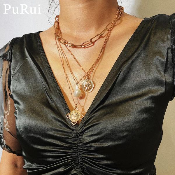 purui multilayer punk chain necklace for women carved coin pendant necklace statement gold color collar jewelry, Silver
purui multilayer punk chain necklace for women carved coin pendant necklace statement gold color collar jewelry, Silver