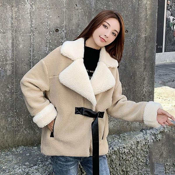 women's jackets 2021 lapel hairy shaggy khaki white patchwork faux fur coat long sleeve belted women turn- down collar jacket outerwear, Black;brown
women's jackets 2021 lapel hairy shaggy khaki white patchwork faux fur coat long sleeve belted women turn- down collar jacket outerwear, Black;brown