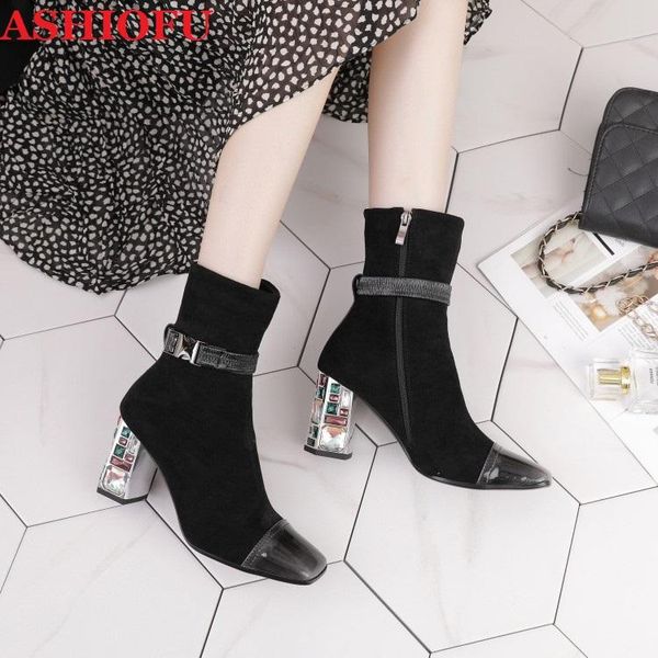ashiofu new 2020 handmade ladies high heels boots real leather suede party prom ankle booties buckle-deco evening fashion boots, Black
ashiofu new 2020 handmade ladies high heels boots real leather suede party prom ankle booties buckle-deco evening fashion boots, Black