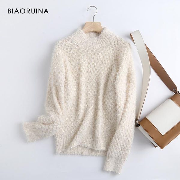 biaoruina women's sequined dot spliced sweet knitted pullover mock neck female loose winter autumn fashion sweater one size1, White;black
biaoruina women's sequined dot spliced sweet knitted pullover mock neck female loose winter autumn fashion sweater one size1, White;black