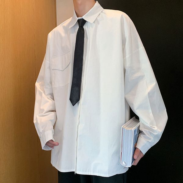 design sense men's korean fashion ruffian handsome very fairy white shirt casual lazy long sleeve coat, White;black
design sense men's korean fashion ruffian handsome very fairy white shirt casual lazy long sleeve coat, White;black