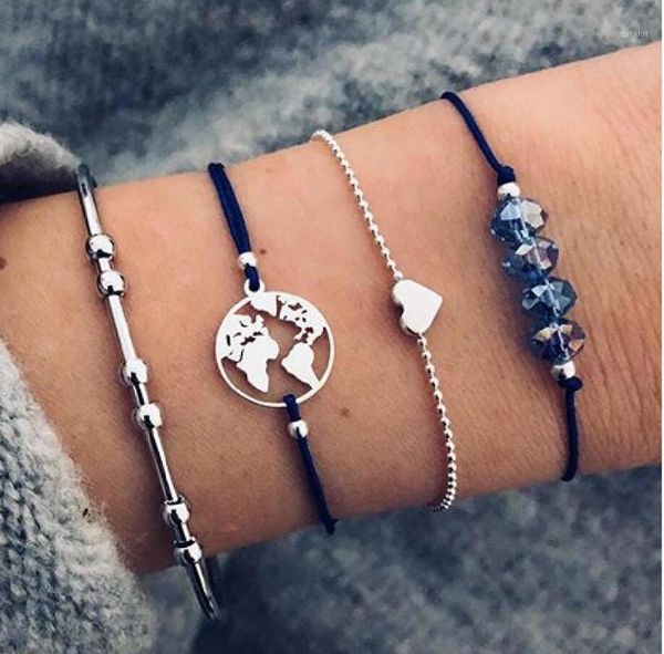 european and american hand jewelry new fashion peach heart map bead bracelet bracelet four piece set anklet1, Black
european and american hand jewelry new fashion peach heart map bead bracelet bracelet four piece set anklet1, Black