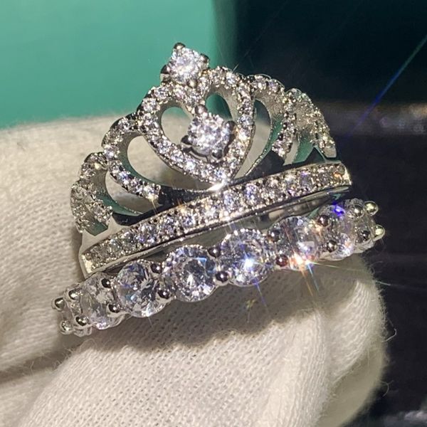 new crown wedding couple rings fashion jewelry 925 sterling silver round cut white 5a cubic zircon promise women engagement band ring gift, Slivery;golden
new crown wedding couple rings fashion jewelry 925 sterling silver round cut white 5a cubic zircon promise women engagement band ring gift, Slivery;golden