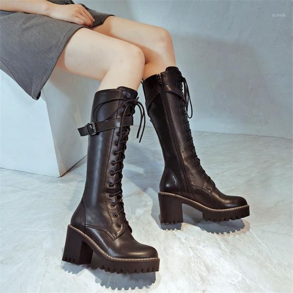 boots pxelena vintage chunky block heels knee high women genuine leather lace up buckle riding knight long autumn shoes 401, Black
boots pxelena vintage chunky block heels knee high women genuine leather lace up buckle riding knight long autumn shoes 401, Black