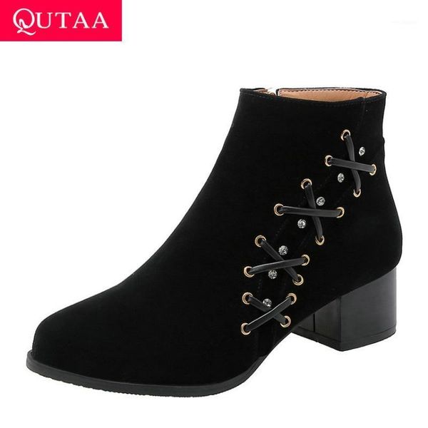 qutaa 2020 flock fashion rhinestone zipper bandage ankle boots square high heel round toe autumn winter women shoes size 34-431, Black
qutaa 2020 flock fashion rhinestone zipper bandage ankle boots square high heel round toe autumn winter women shoes size 34-431, Black