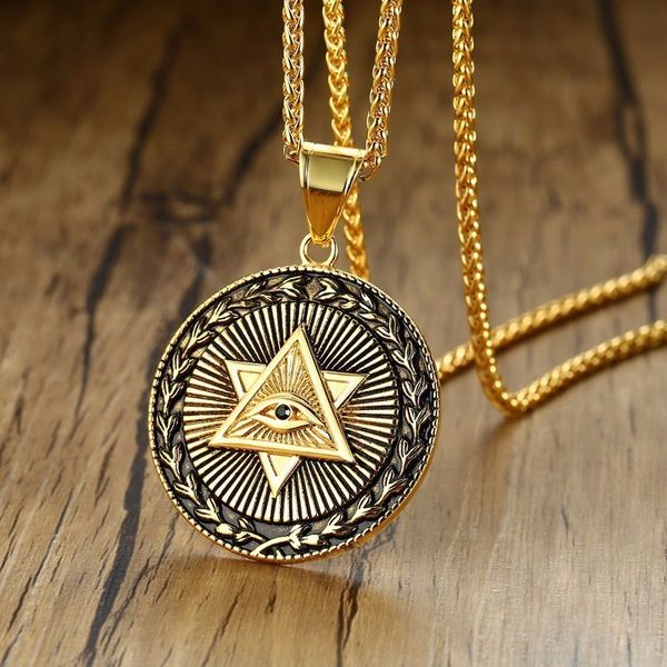 illuminati eye of providence double triangle pendant necklace for men illuminati the third eye jewelry 200928, Silver
illuminati eye of providence double triangle pendant necklace for men illuminati the third eye jewelry 200928, Silver