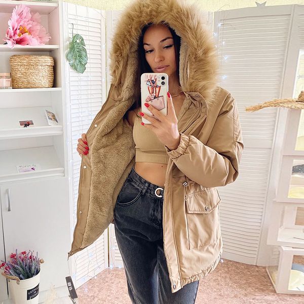 winter thick warm women parkas flannel insided down cotton jacket coats big fur collar zipper padded parka cold outwear 201110, Black
winter thick warm women parkas flannel insided down cotton jacket coats big fur collar zipper padded parka cold outwear 201110, Black
