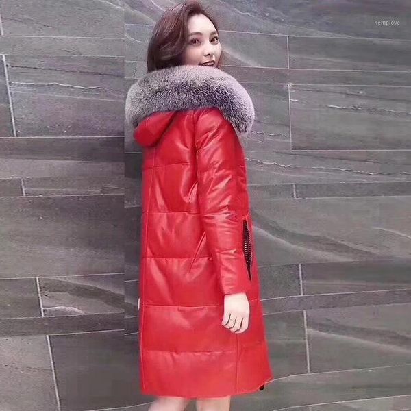 genuine leather long winter down jacket hooded real fur collar korean sheepskin coat for women 7001 kj25041, Black
genuine leather long winter down jacket hooded real fur collar korean sheepskin coat for women 7001 kj25041, Black