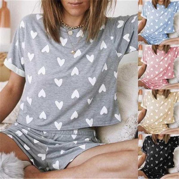 love heart printed new casual women pajama sets short sleeve t-shirt and bottom female sleep wear1, Black;brown
love heart printed new casual women pajama sets short sleeve t-shirt and bottom female sleep wear1, Black;brown