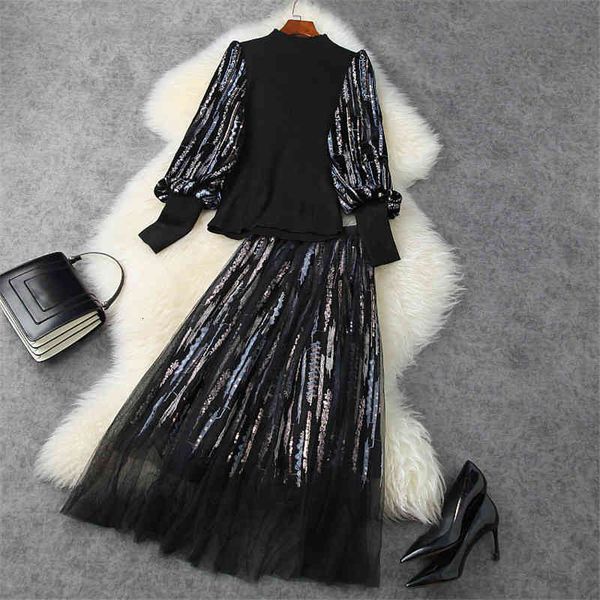 two piece dress fashion women's fall winter 2 set runway designer lantern sleeve sequined knit with mesh skirt suit party outfit dcm7, White
two piece dress fashion women's fall winter 2 set runway designer lantern sleeve sequined knit with mesh skirt suit party outfit dcm7, White