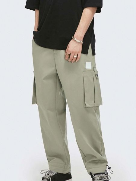 men flap pocket side keychain detail pants e8x9#, Black 
men flap pocket side keychain detail pants e8x9#, Black