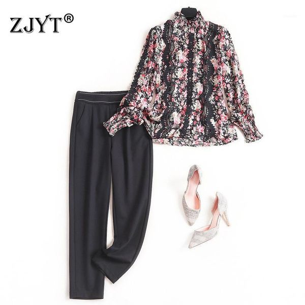 high street fashion spring lady pants two piece outfits women ruffle neck lace patchwork print chiffon blouse and pants suit set1, White
high street fashion spring lady pants two piece outfits women ruffle neck lace patchwork print chiffon blouse and pants suit set1, White