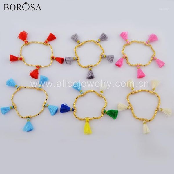 borosa 10pcs new arrival gold color colorful tassel metal bead 8inch strand bracelet pure handmade charm bracelet jewelry hd00311, Black
borosa 10pcs new arrival gold color colorful tassel metal bead 8inch strand bracelet pure handmade charm bracelet jewelry hd00311, Black