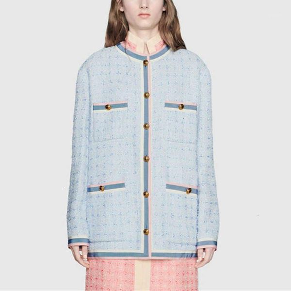 luxury runway women tweed jacket coat autumn winter single breasted o neck light blue plaid woolen blend medium long coat y7101, Black
luxury runway women tweed jacket coat autumn winter single breasted o neck light blue plaid woolen blend medium long coat y7101, Black