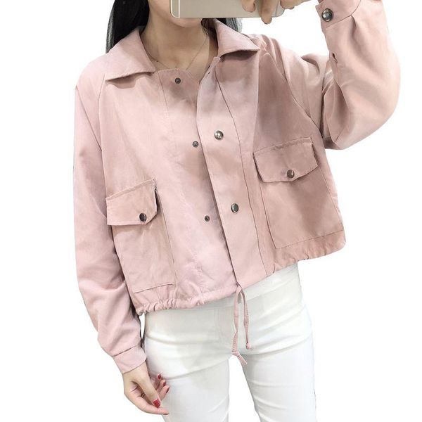autumn new jacket women loose solid color short section thin section pink denim jacket female coat y2, Black;brown
autumn new jacket women loose solid color short section thin section pink denim jacket female coat y2, Black;brown