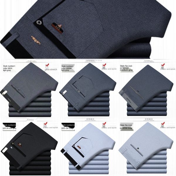 ktktj spring business casual non-ironing casual and straight and trousers trousers high summer middle-aged men's slim men thin long pan, Blue
ktktj spring business casual non-ironing casual and straight and trousers trousers high summer middle-aged men's slim men thin long pan, Blue