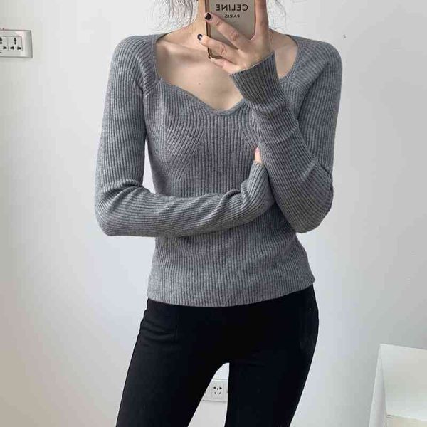 spring pure color v-neck knitted fashion sweater sleeve women gray pullovers pull femme oop5, White
spring pure color v-neck knitted fashion sweater sleeve women gray pullovers pull femme oop5, White