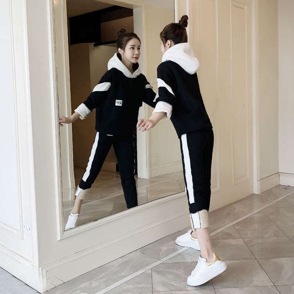 cashmere sportswear women's autumn and winter plush fashion large casual sweater running suit two piece set, Gray
cashmere sportswear women's autumn and winter plush fashion large casual sweater running suit two piece set, Gray