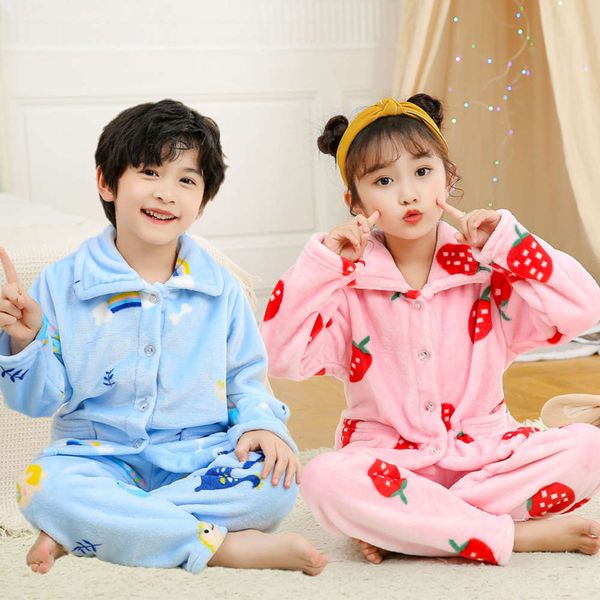 winter cashmere autumn coral and boys pajamas girls babi children's thickened flannel housewear suit g4qk, Blue;red 
winter cashmere autumn coral and boys pajamas girls babi children's thickened flannel housewear suit g4qk, Blue;red