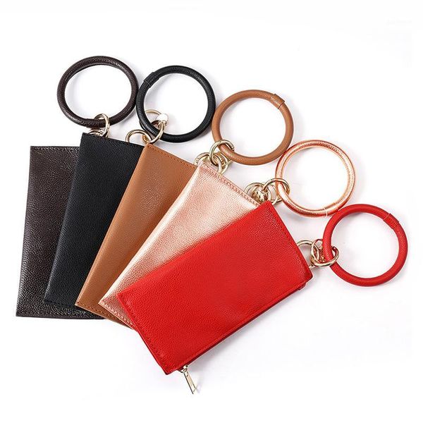 pu leather circle wristlet keychain double interlayer wallet key ring fashion women girls pendant bag jewelry1, Silver
pu leather circle wristlet keychain double interlayer wallet key ring fashion women girls pendant bag jewelry1, Silver
