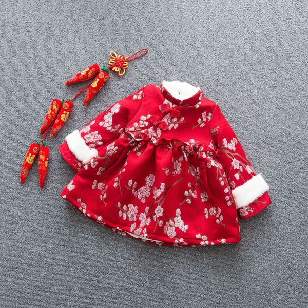 girls' plush and thickened new year's 0-4 year old girl's winter cheongsam infant ethnic drs, Red;yellow
girls' plush and thickened new year's 0-4 year old girl's winter cheongsam infant ethnic drs, Red;yellow