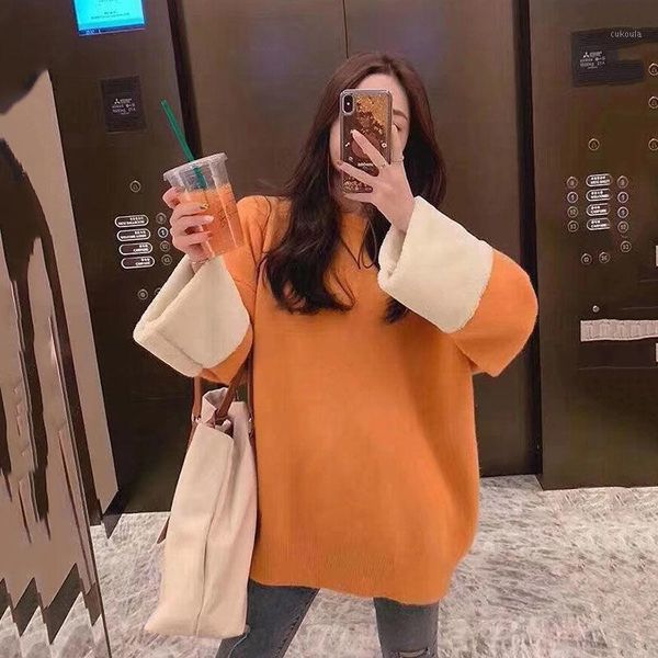 thickened loose big size 2020 autumn/winter new set of head sweaters women wear a hundred knitwear1, White;black
thickened loose big size 2020 autumn/winter new set of head sweaters women wear a hundred knitwear1, White;black