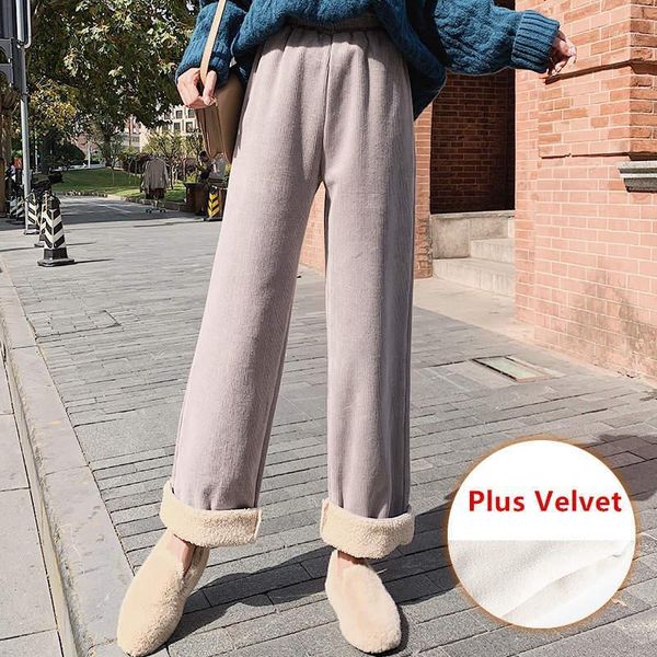 corduroy wide leg pants women autumn winter drape straight lambs wool stitching warm plus velvet loose high waist pants c68391, Black;white
corduroy wide leg pants women autumn winter drape straight lambs wool stitching warm plus velvet loose high waist pants c68391, Black;white