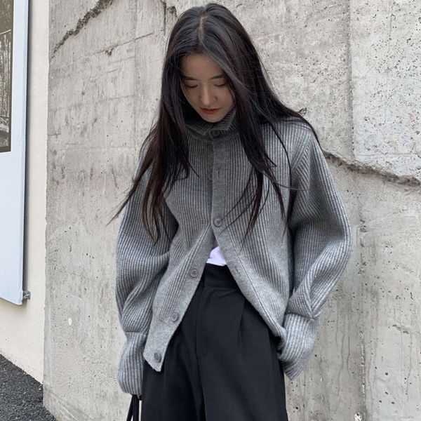 nantao autumn and winter lazy single breasted thick knit cardigan korean dign sense loose turtleneck sweater coat for women, White;black
nantao autumn and winter lazy single breasted thick knit cardigan korean dign sense loose turtleneck sweater coat for women, White;black