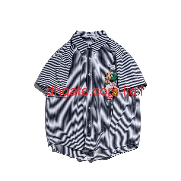 cartoon doll hanging stripe short sleeve shirt men's fashion cardigan shirt street trend half sleeve, White;black
cartoon doll hanging stripe short sleeve shirt men's fashion cardigan shirt street trend half sleeve, White;black