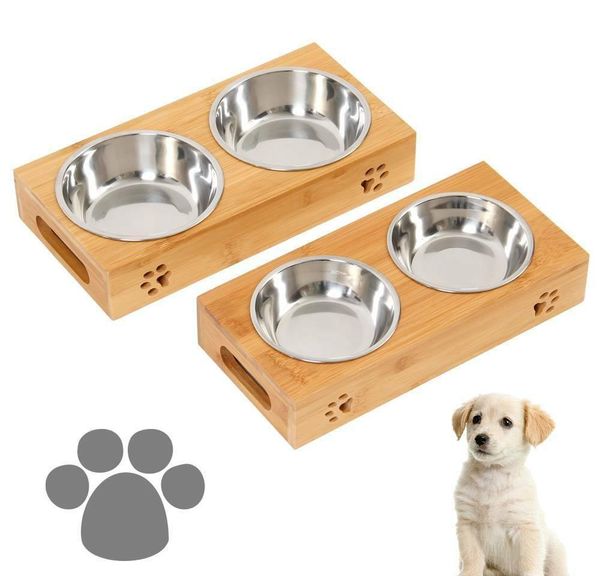 dog food large feeding stand station stainless pet double bowls stand jlluaw mxyard